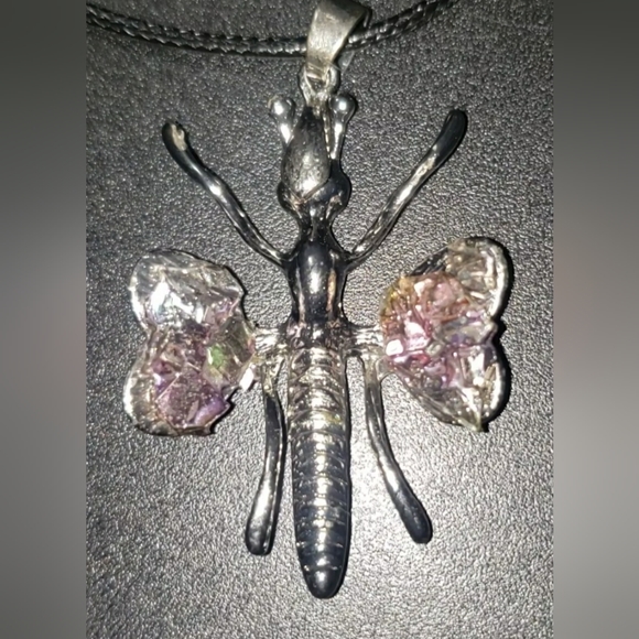 Handcrafted Bismuth Dragonfly Pendant - Picture 10 of 10